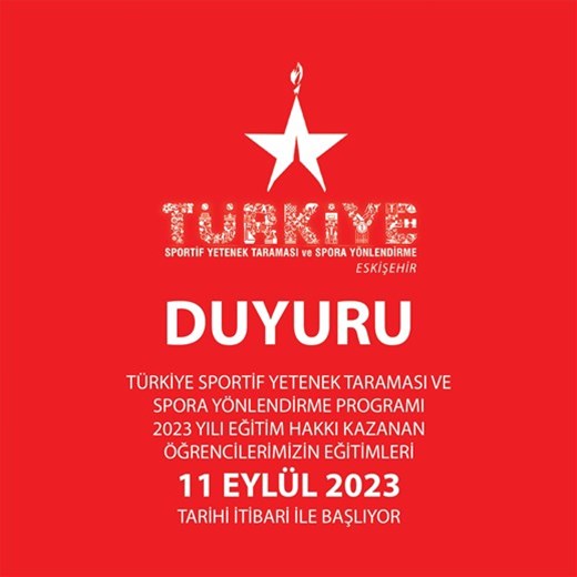 Türkiye Sportif Yetenek Taraması ve Spora Yönlendirme Programı 11 EYLÜL'de başlıyor.